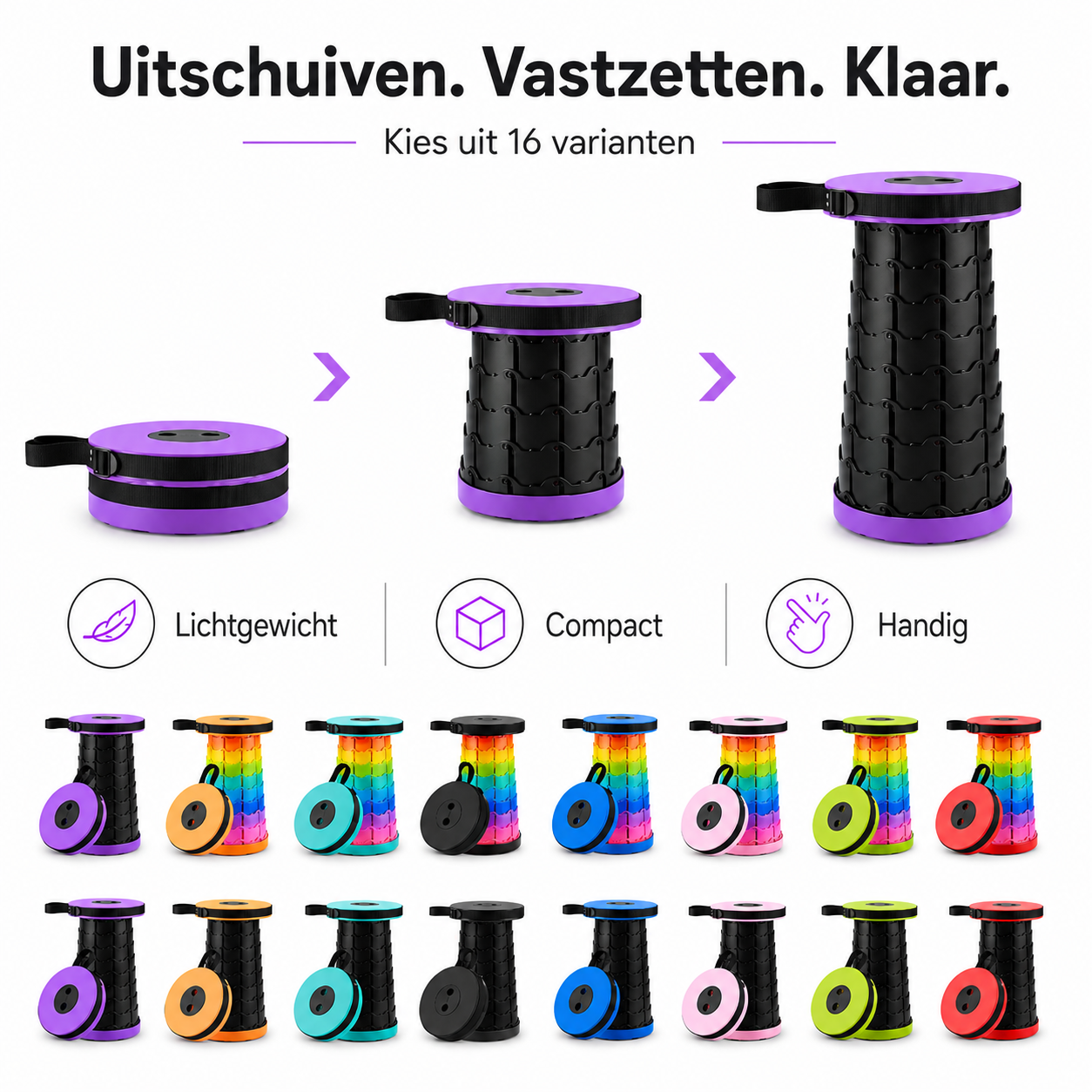 FlexiStool™ | Opvouwbare Verstelbare Kruk