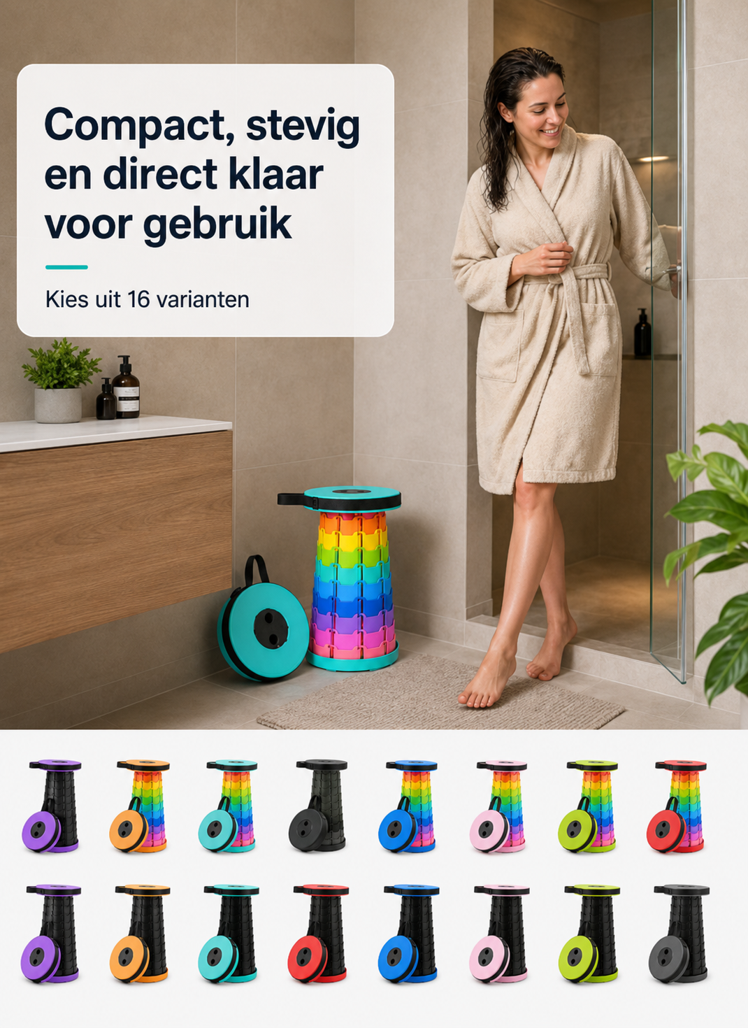 FlexiStool™ | Opvouwbare Verstelbare Kruk
