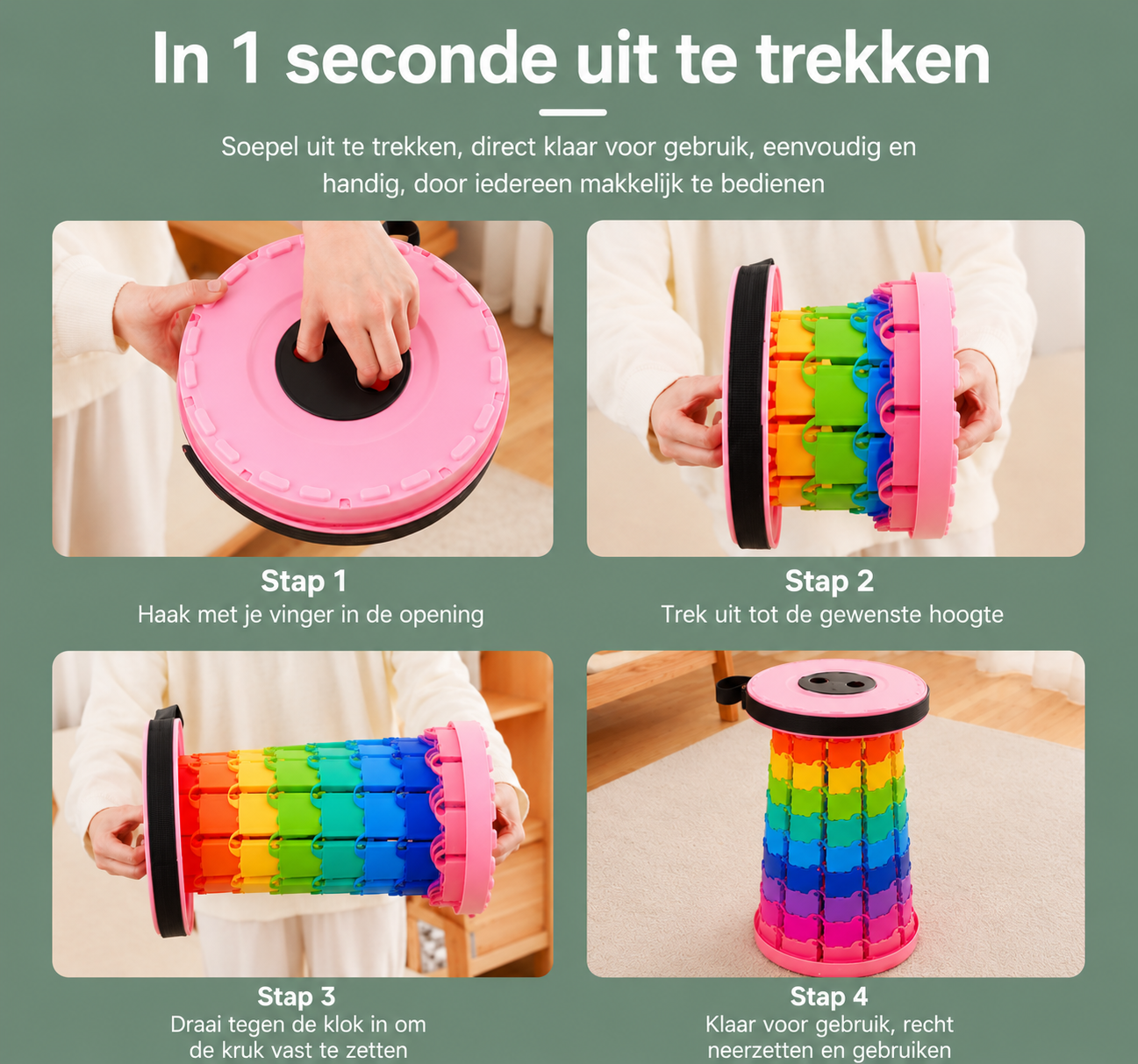 FlexiStool™ | Opvouwbare Verstelbare Kruk