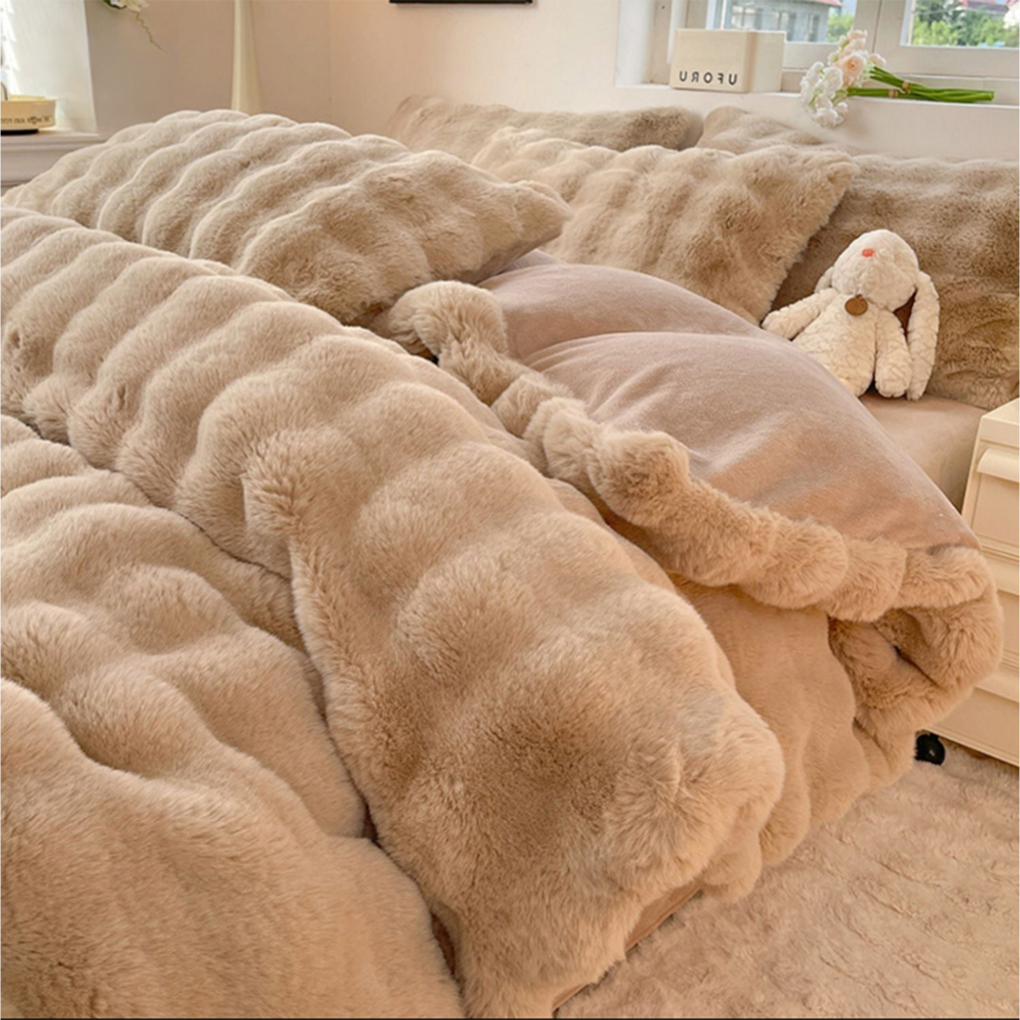SnuggleBunny™ Pluche Set | 4 Delig Dekbedovertrekset Super Zacht en Comfortabel