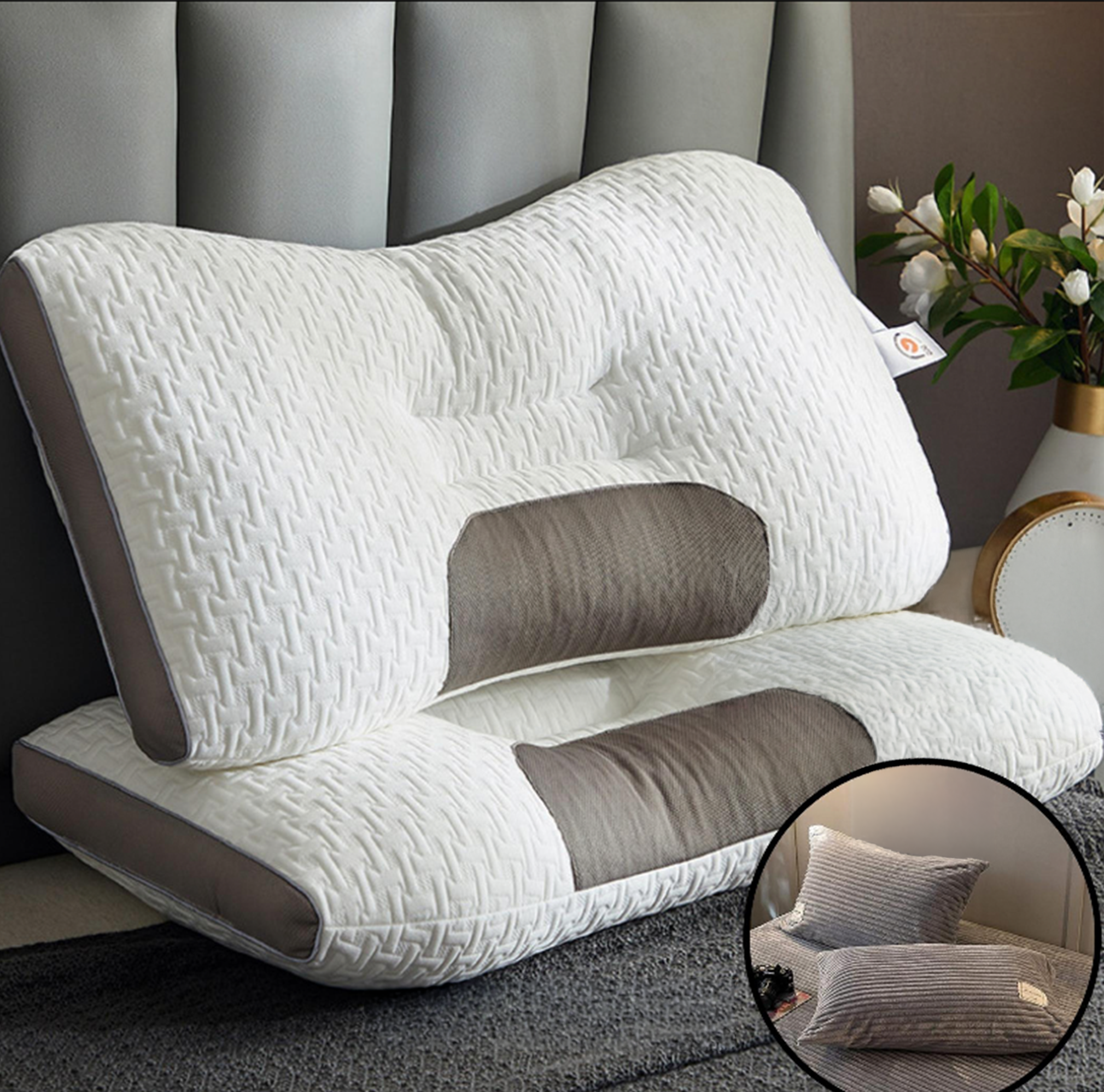Neksteun Hoofdkussen voor Rug- als Zijslapers: DreamGuard Pro™ + Gratis Fluwelen Fleece Kussenslopen!