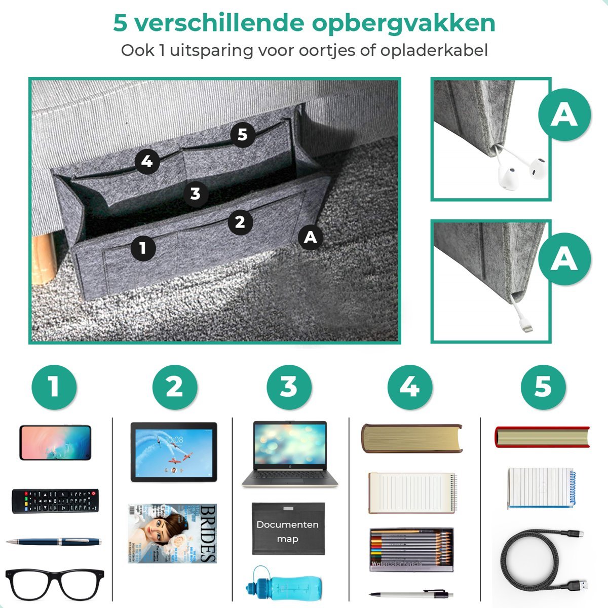 BedCaddy™ Organizer voor Bed en Bank | Houd Je Spullen Binnen Handbereik
