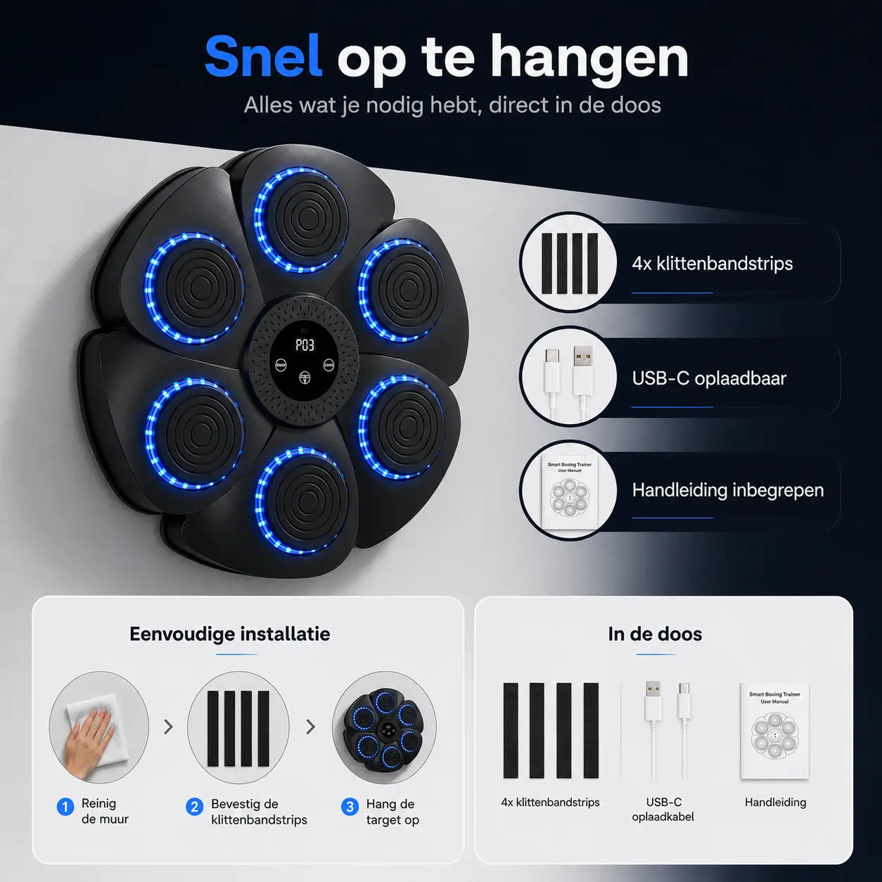 BoxProโข Smart Muziek Boksmachine โ Interactief Boksen voor Thuis