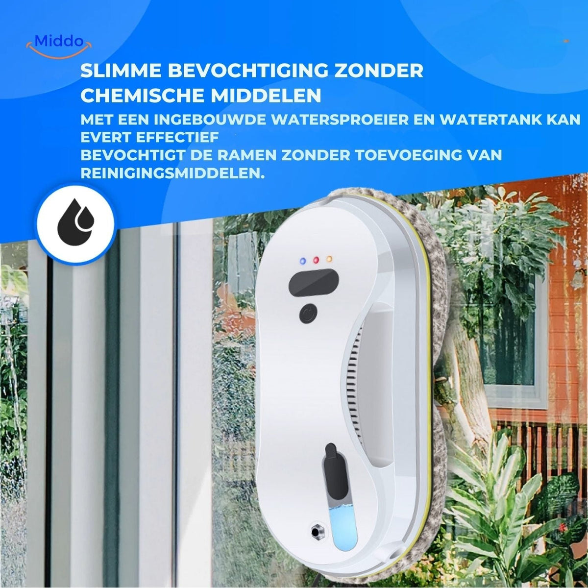 CleanSweep™ Ramenrobot | Automatische Reiniging met Sensoren & Water Spray of Losse Pads.