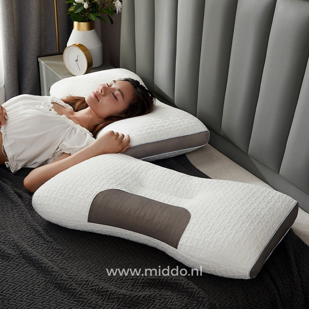 Neksteun Hoofdkussen voor Rug- als Zijslapers: DreamGuard Pro™ + Gratis Fluwelen Fleece Kussenslopen!