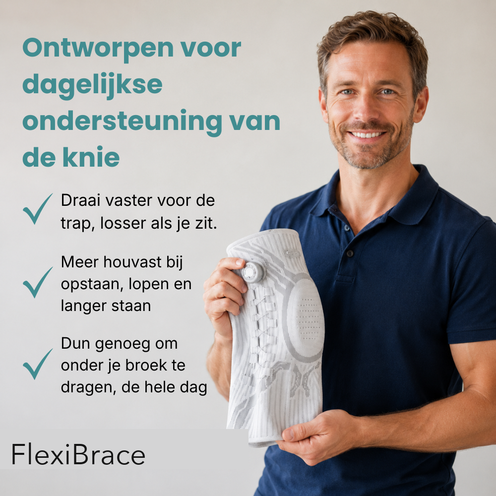 FlexiBrace kniebrace vastgehouden