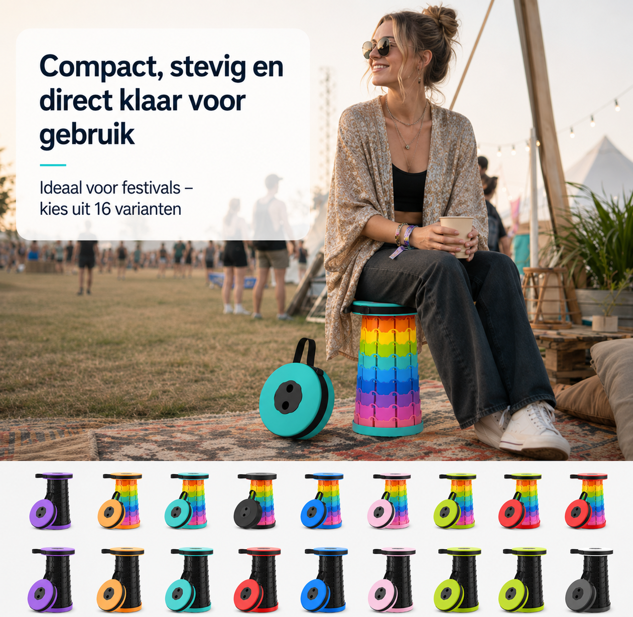 FlexiStool™ | Opvouwbare Verstelbare Kruk