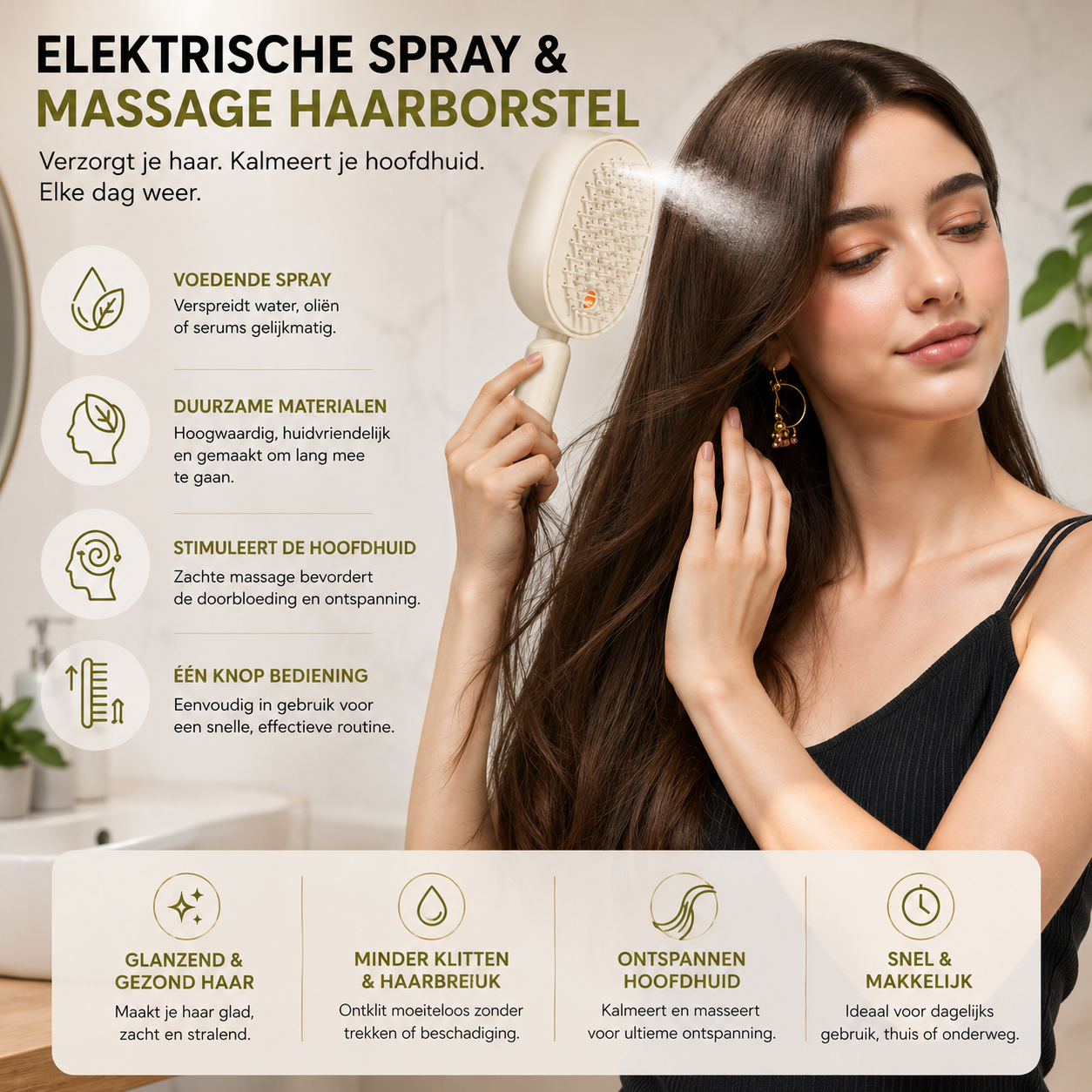 HairMist Pro™ | Elektrische Spray- & Massage Haarborstel