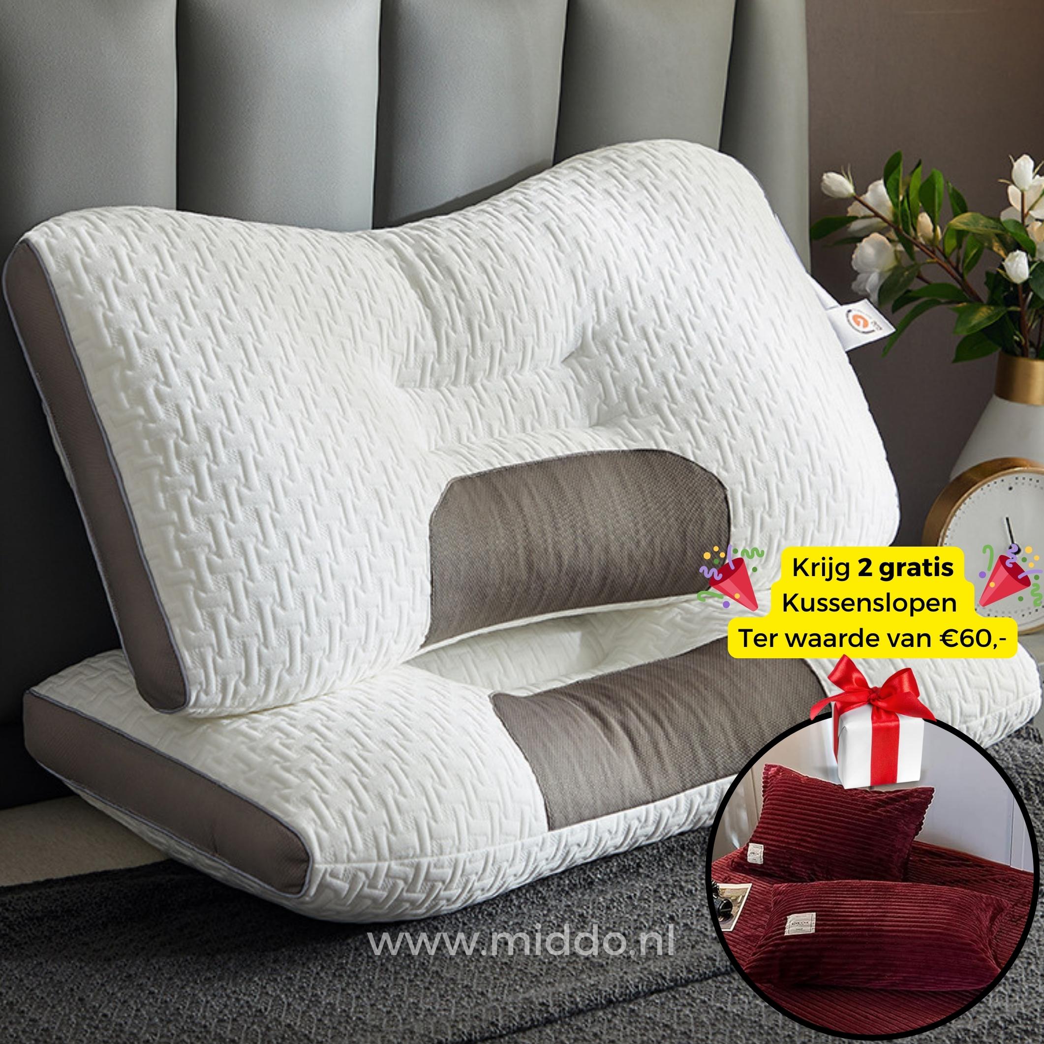 Neksteun Hoofdkussen voor Rug- als Zijslapers: DreamGuard Pro™ + Gratis Fluwelen Fleece Kussenslopen!