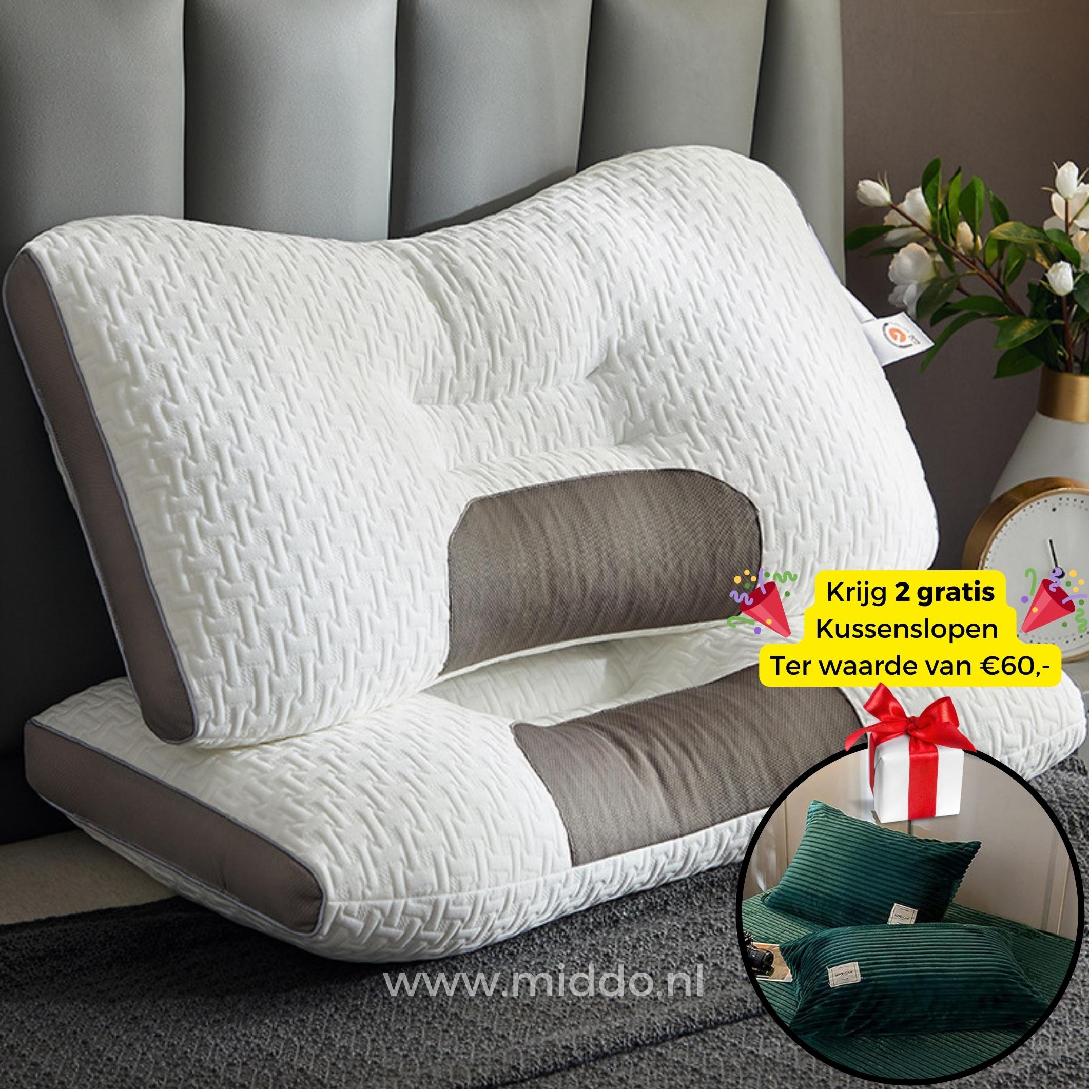 Neksteun Hoofdkussen voor Rug- als Zijslapers: DreamGuard Pro™ + Gratis Fluwelen Fleece Kussenslopen!