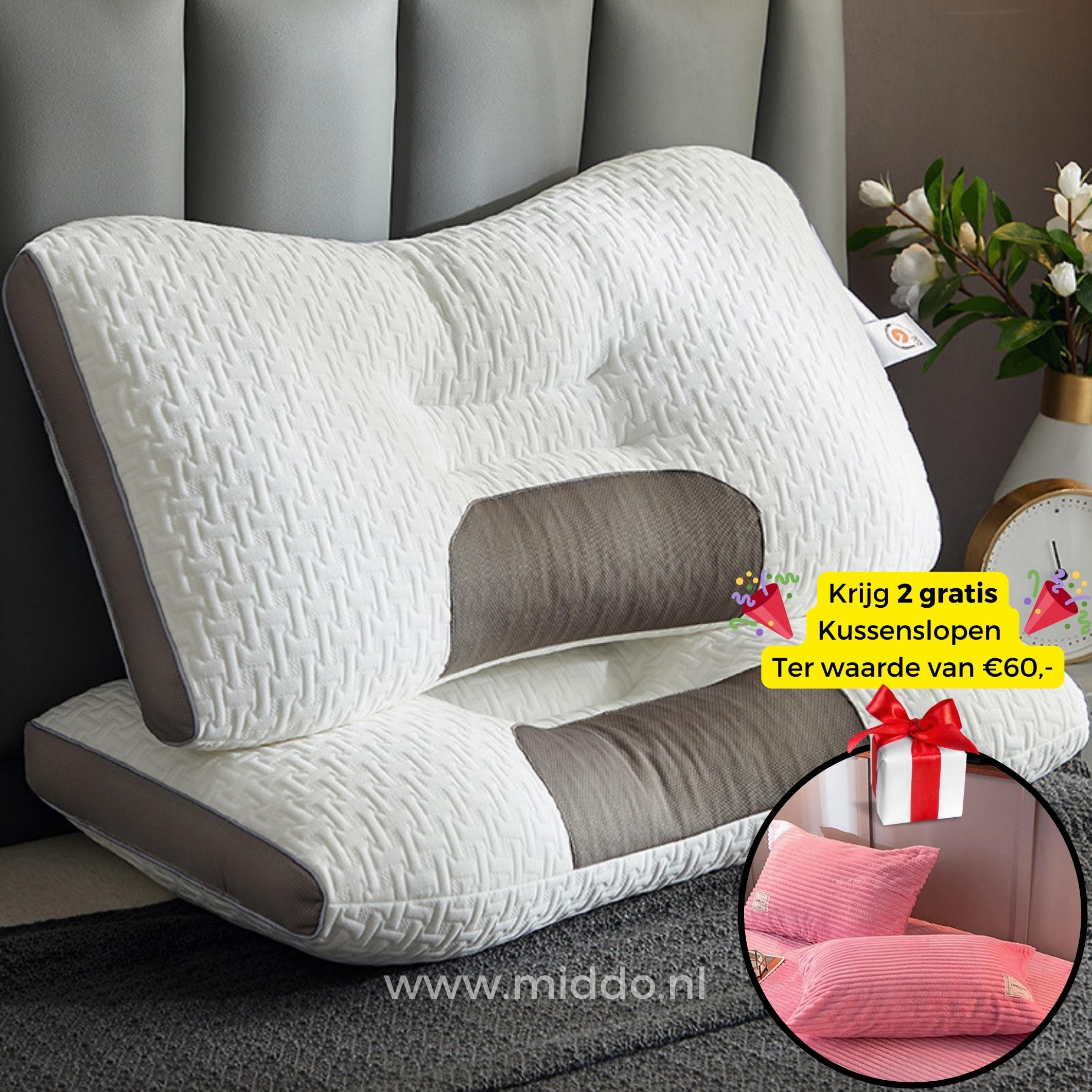 Neksteun Hoofdkussen voor Rug- als Zijslapers: DreamGuard Pro™ + Gratis Fluwelen Fleece Kussenslopen!
