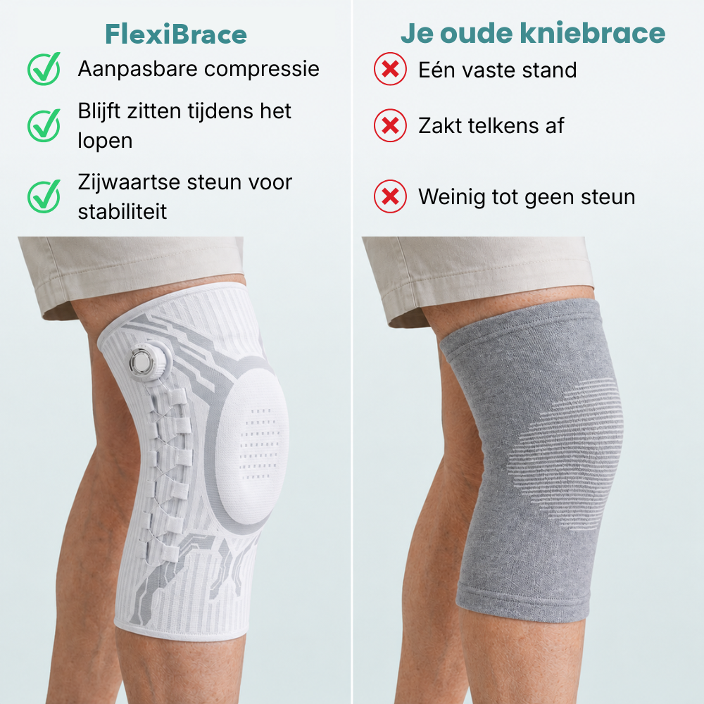 Vergelijking FlexiBrace met een gewone kniebandage