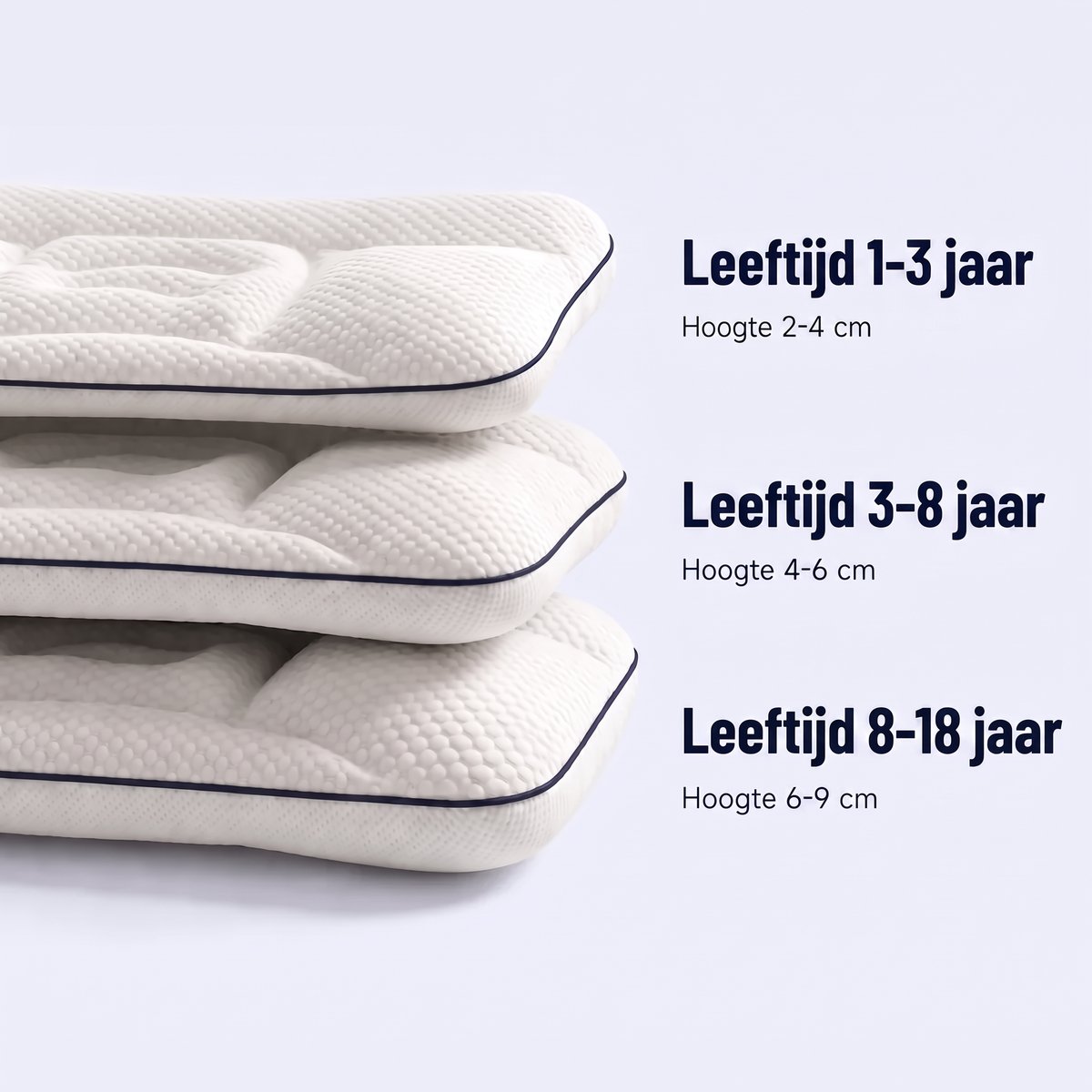 Drie maten met hoogte per leeftijd