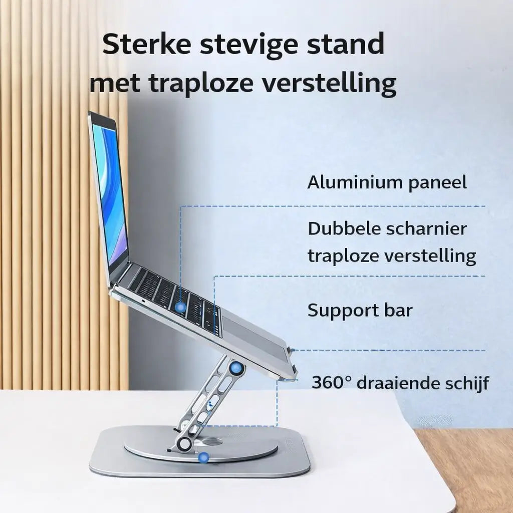 360° Pro Laptop Standaard – Minder Nekpijn & Altijd De Perfecte Kijkhoek