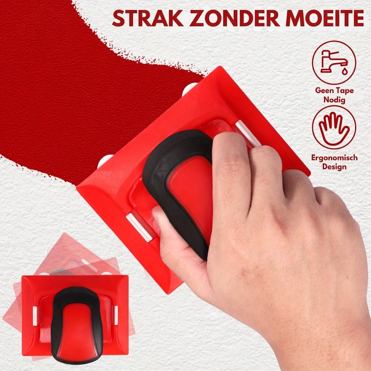 PaintGlide in de hand tijdens het schilderen van een strakke rand