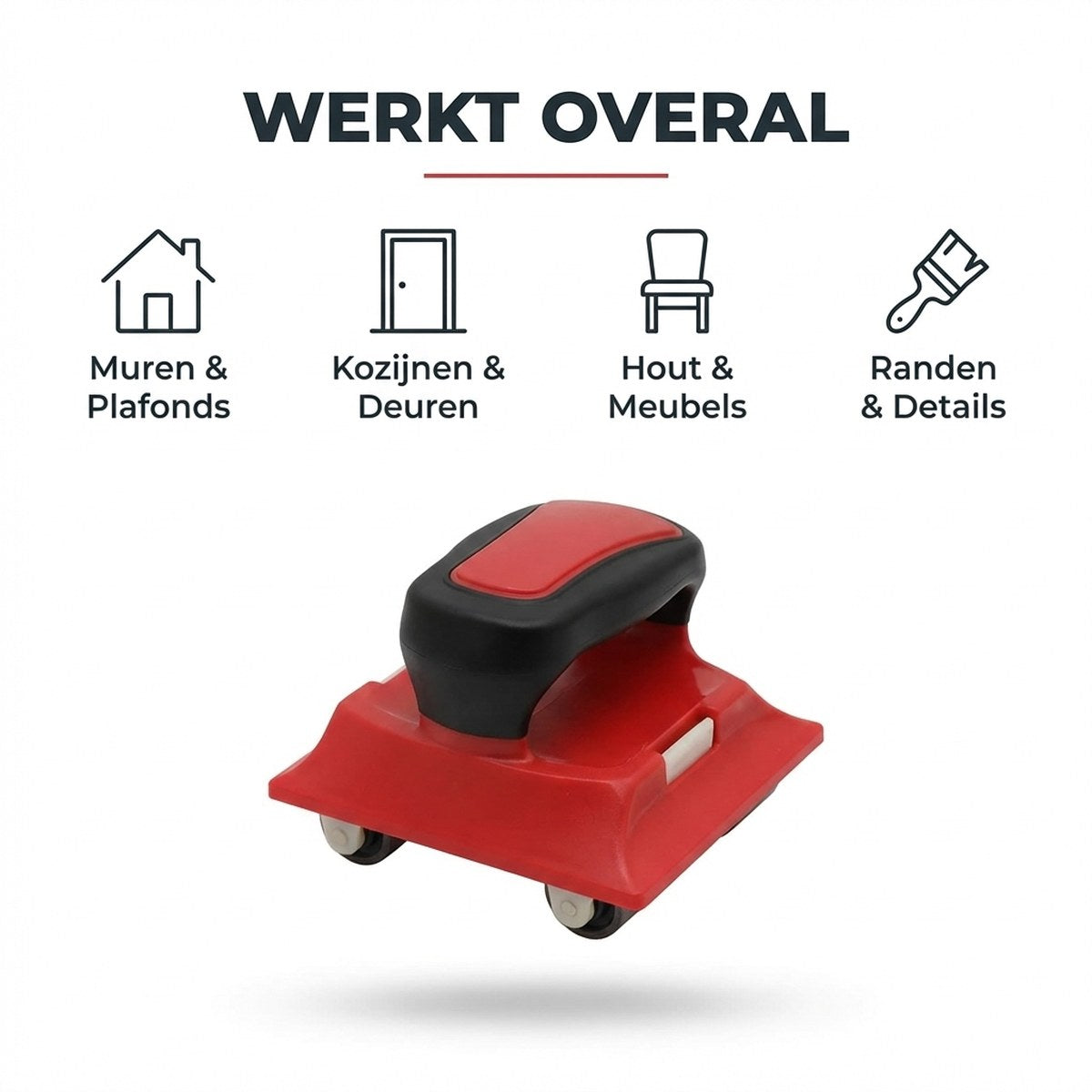Werkt op muren, plafonds, kozijnen, deuren en meubels