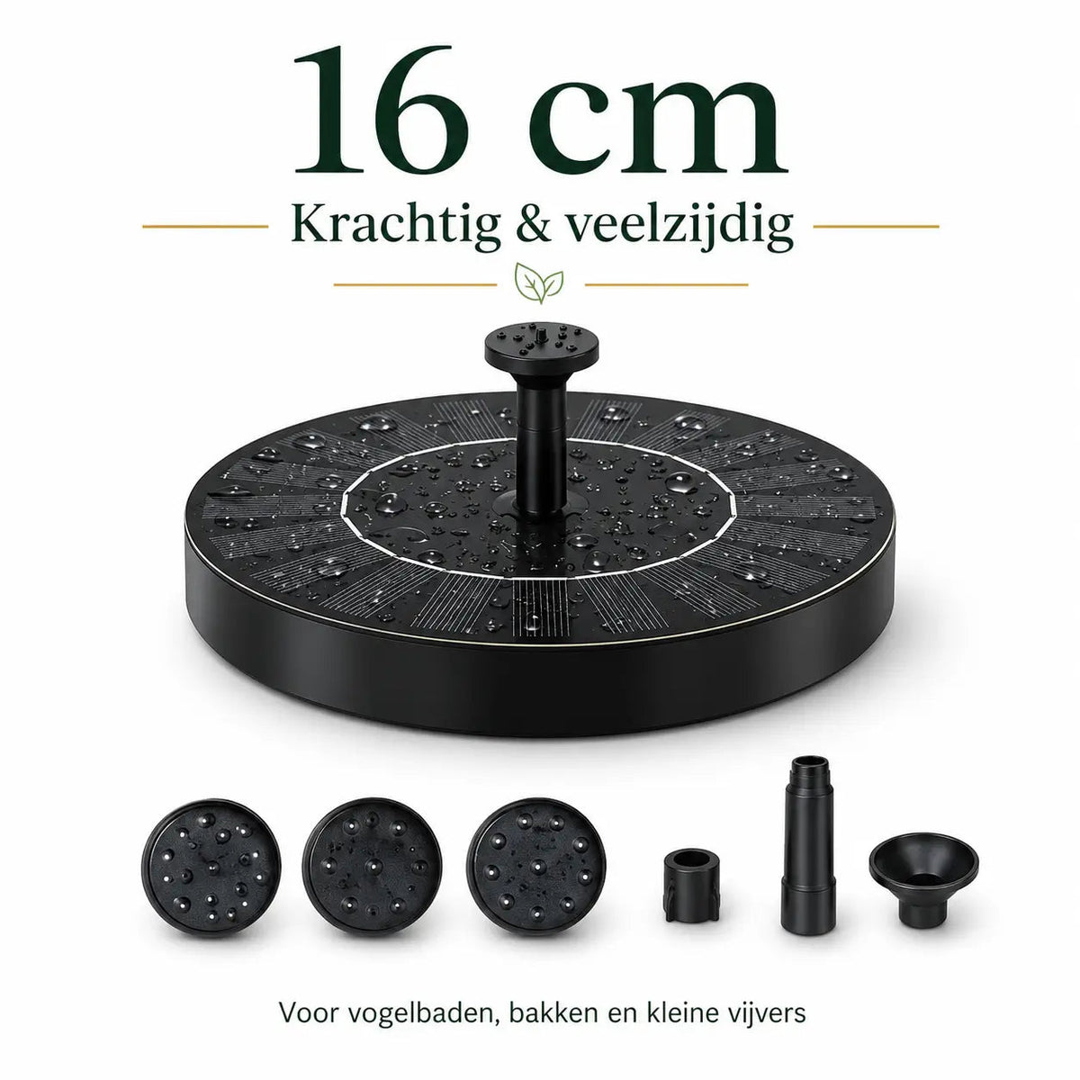 Milieuvriendelijke fontein voor bakken en vijvers met onze Solar Oasis™
